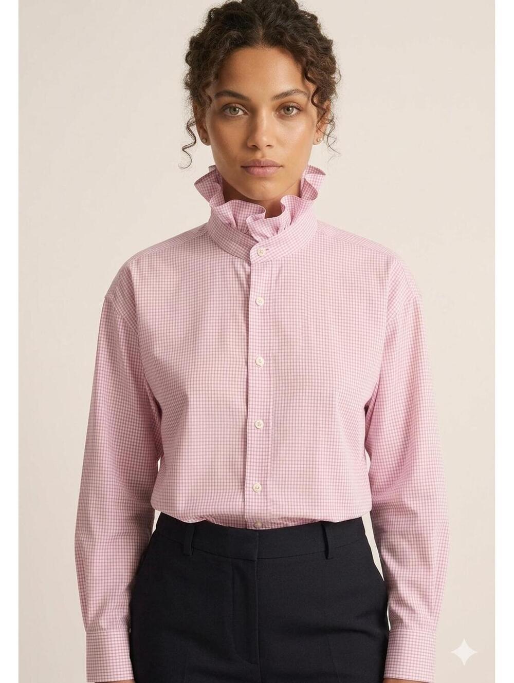 Upcycled Men's Button Up Dress Shirt with Ruffle Collar | One of One - Picture 9 of 9
